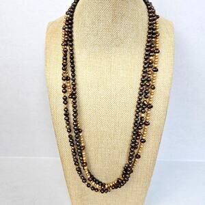 Brown Freshwater Pearl 3-stranded Necklace